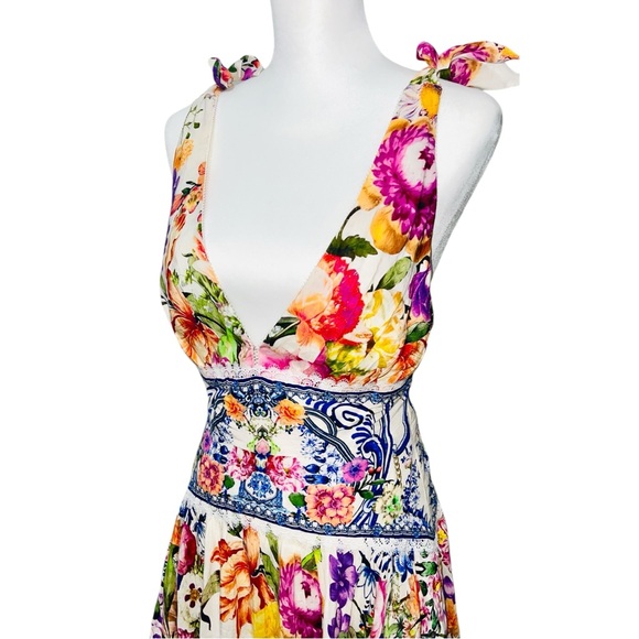 NWT! CAMILLA Dutch Is Life Tie Shoulder Short Cocktail Garden Floral Sun Dress S - Picture 2 of 8